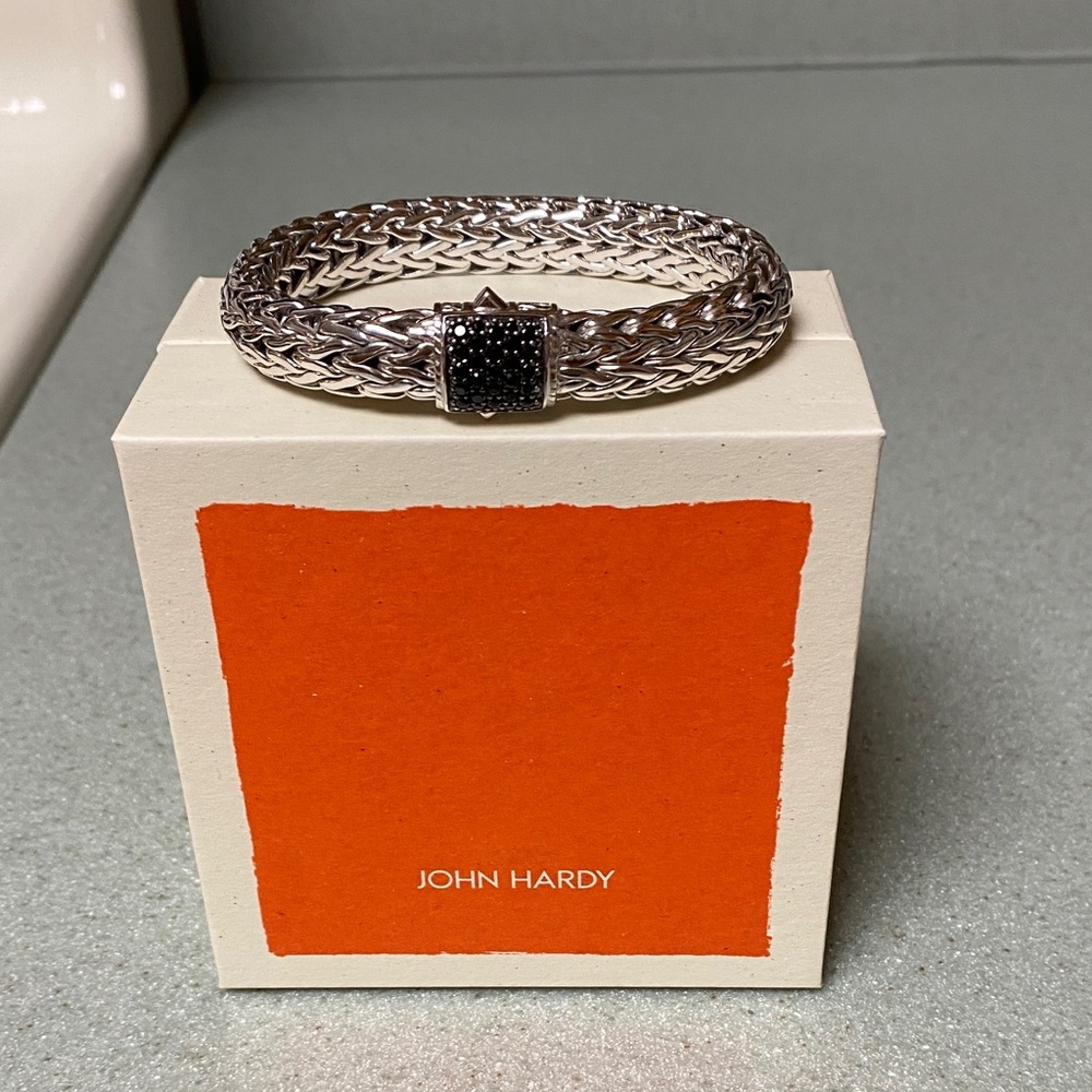 John Hardy Icon Bracelet, Sterling Silver, Black Sapphire, 10.5MM